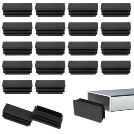20 Pack 1" X 2" Rectangle End Caps Tubing End Caps Black Plastic Plug Rectangle Foot Caps Plastic Tubing Plugs for Rectangle Tubing Chair Leg