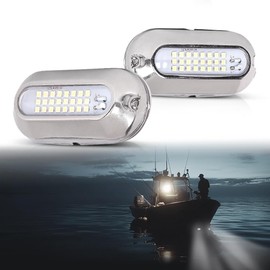 CNNELL 2Pcs White Waterproof Boat Marine LED Lights Deck Light Pontoon Boat Docking Transom Lights Yacht Trailer Stern Navigation Light Interior Lights 12V