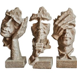 Juego de 3 estatuas de pensador, figuras de arte abstracto de resina, objetos decorativos modernos para el hogar, la oficina y la biblioteca