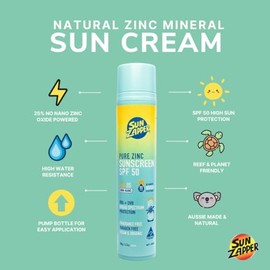 Nuevo - Sun Zapper Bomba de protección solar mineral de zinc puro SPF 50, 25% de óxido de zinc, amplio espectro UVA/UVB, seguro para arrecifes, sin fr