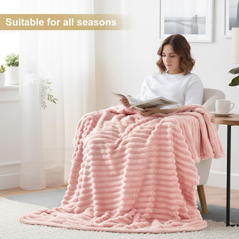 Pink Fleece Queen Blanket 90x90 Inches