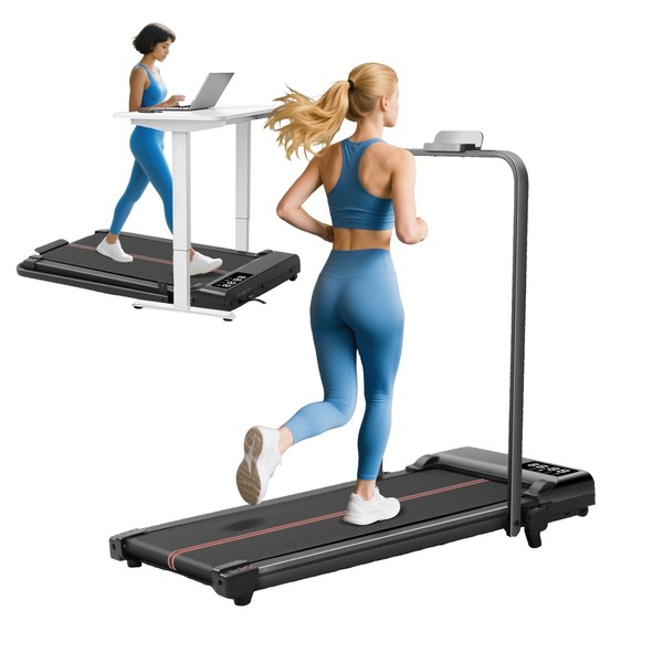 Walking Pad with Handle Bar and Incline, 3.0HP Portable Small
