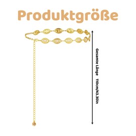 Women's Gold Chain Belt - Adjustable Waist Chain with Beads, Boho Belt Chain, Golden Metal Belt for Dresses, Jeans & Bikinis