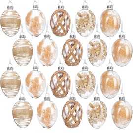 Seenelling 20 Pcs Glass Easter Ornaments for Tree, Hand Painted Hanging Easter Decorations 2.75 x 2'' Rustic Holiday Mini Eggs for Spring Tree Farmhouse Party Outdoor Indoor Decor