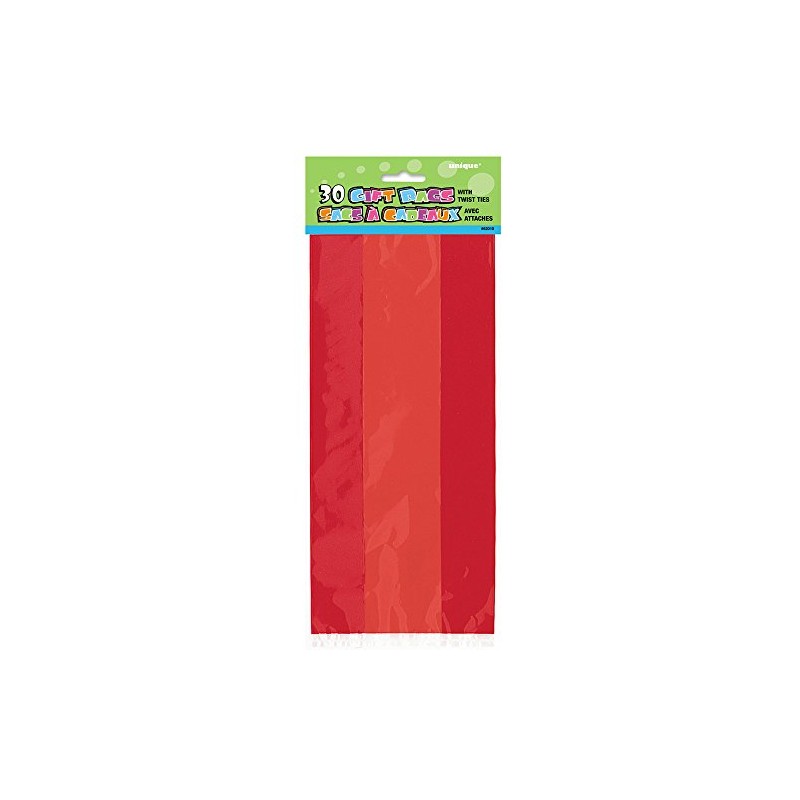 Unique Industries Red Cellophane Bags, 30ct, 11.5" x 5"