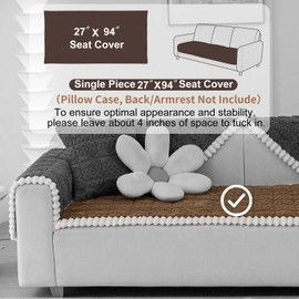 Aucrovee Soft Plush Couch Cover for Dogs Washable, Fluffy Sofa Covers for Pets Washable 3 Cushion Couch Sofa Slipcover, Furniture Protector (1 PCS 27.5"x94" Khaki)