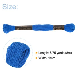 HARFINGTON 12 Skeins Embroidery Floss 8m Each Egyptian Long Fiber Cotton Cross Stitch Thread 26S/2x6 for Embroidery Projects Bracelet, Blue