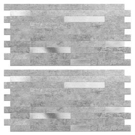 Peel and Stick Backsplash Tile - Waterproof, Removable PVC Wall Sticker - 3D Faux Stone/Marble/Brick White Accent Panels for Renters - Ceramic Shower, Stove & Countertop Protection 20 Tiles，9 sq. ft