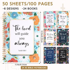 Zhanmai 146 Pcs Church Gifts for Women Bulk Bible Verse Notebooks and Pens Inspirational Keychain Religious Bracelets Stickers Christian Favors Gifts for Women Teacher Student Graduation