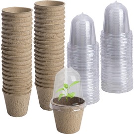 EBaokuup 40pcs Biodegradable Seeding Starter Pots for Planting - 2.3" Plant Nursery Pots with Humidity Dome - Peat Pots for Seedlings Garden Vegetable Flower Germination