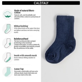 CALZITALY Pack of 2-4-6 Pairs Socks for Baby, Socks for Children, Baby Socks Made in Italy, 6 pairs: melange grey+navy
