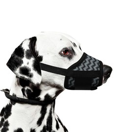 JOYPAWS Dog Muzzle, Comfortable Air Mesh Breathable Muzzle Wavy Stripe Adjustable Drinkable Loop Pattern Pets Muzzles for Medium to Large Dogs, Stop Biting Barking and Chewing for Corgi Grey L