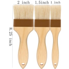 Basting Brush,2"&1.5"&1" Natural Bristle-Pastry Brush Basting Brush for Cooking and Baking,Food Brush,Oil Brush,Butter Brush, Cooking Brush for Oil and Sauce,Kitchen Brush for Cooking Baster Brush(3)