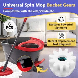 6 Pcs One-Way Clutch Bearing Gears for Spin Mop Bucket – Durable Replacement Gears Compatible with O-Cedar, Vilida and 90% of Spin Mop Systems