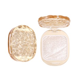 INTOPOP Highlighter Powder, Natural Glossy, Blur Pores, Emphasize Face Line, Multi-Color Design, Compact Highlighter (01-Moonstone)