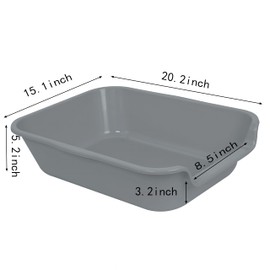 Blaucasa 1 Pack Extra Large Dog Litter Box Pan Tray (ABS Material), Low Entry Jumbo Senior Litter Boxes for Multiple Kitten Big Cats, Pet Safe Indoor Dog Potty (Dark Gray, 20" L x 15" W)