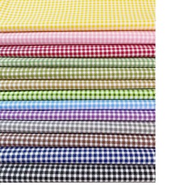 AMateschitz Cotton Fabric Checked Twill Cotton Cloth Stretch Checked Fabric Packages Pure Cotton Fabric Squares Patchwork Sold by the Metre Fabrics for Sewing, Checked 1 cm and 3 mm Yellow Green 1 m x