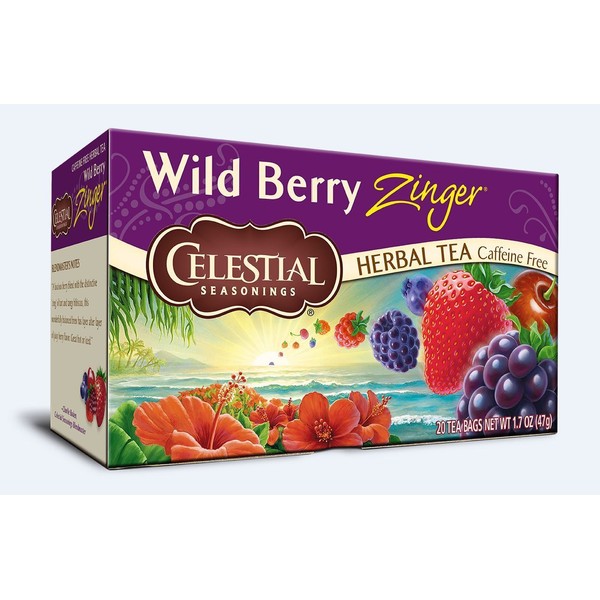 3 x 20 tea bags CELESTIAL HERBAL TEA Wild Berry Zinger 47g ( total 60 tbags )