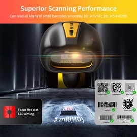 NETUM アップグレード QR 産業用 Bluetooth バーコードスキャナー 充電ドック付き ワイヤレス 2D 1D バーコードリーダー 2500mAh 落下保護 耐衝撃 防塵 ハンズフリー Windows Mac Android iOS用 (NT-1202W)