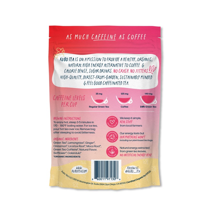 High Caffeine Tea (140 mg) - Kubo Tea: Organic Maca