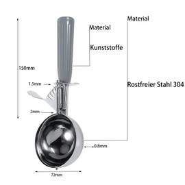 DeJivsin Ice Cream Scoop, Ice Cream Spoon, with Trigger and Comfortable Handle, 7.2 cm Diameter, Grey Stainless Steel, Ice Cream Scoop, Ice Cream Spoon, Ice Cream Scoop, Ice Cream Scoop, Ice Cream