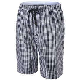 MoFiz Men's Plaid Pajama Bottoms 3-Pack Cotton Sleep Lounge Shorts Lightweight Soft Night Home Shorts Christmas Pjs Shorts Long Woven Boxer Shorts L