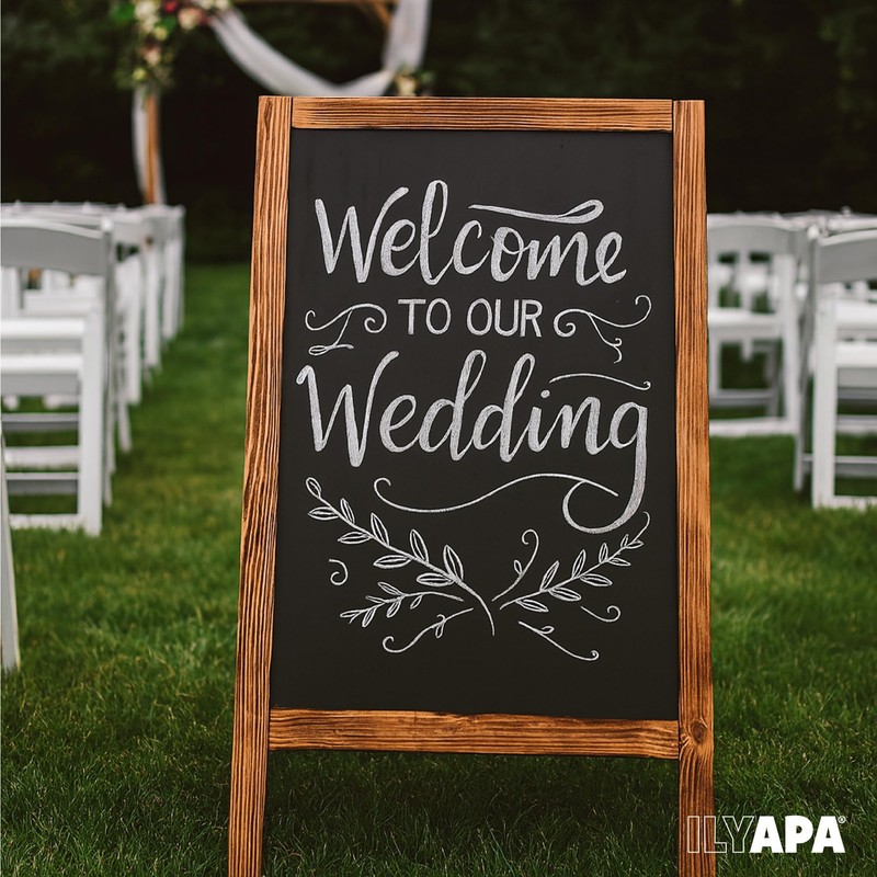 Ilyapa Wooden Sandwich Board Signs Outdoor A Frame Chalkboard Sign