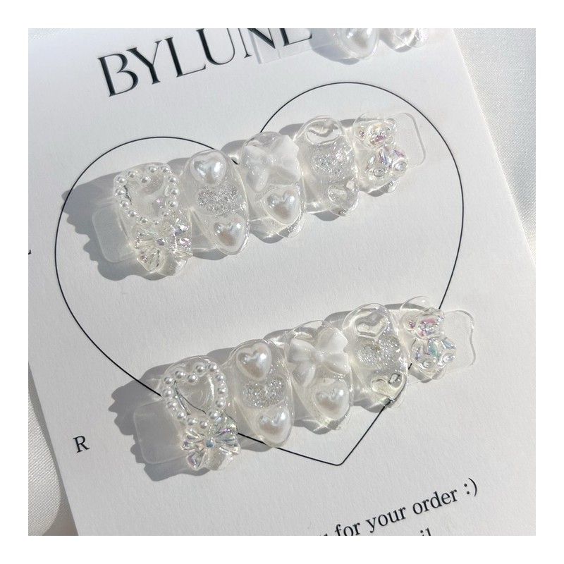 Transparent Pearl Handmade Nail Tips Clear Ice Nail Tips -