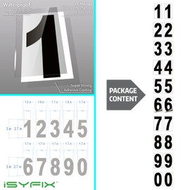 iSYFIX Black Vinyl Numbers Stickers - 2 Sets 3 inch - Premium Decal, White Background, Pre-Spaced for Mailbox, Signs, Window, Door, Cars, Trucks, Home, Business, Address, Indoor & Outdoor
