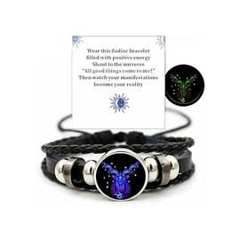 VBWEOI Gleym Bracelet, Zodiac Signs Spirit Bracelet, Multilayer Adjustable 12 Constellation Zodiac PU Leather Bracelet, Gleym Manifestation Bracelet Jewelry Gifts for Women and Man(capricorn)