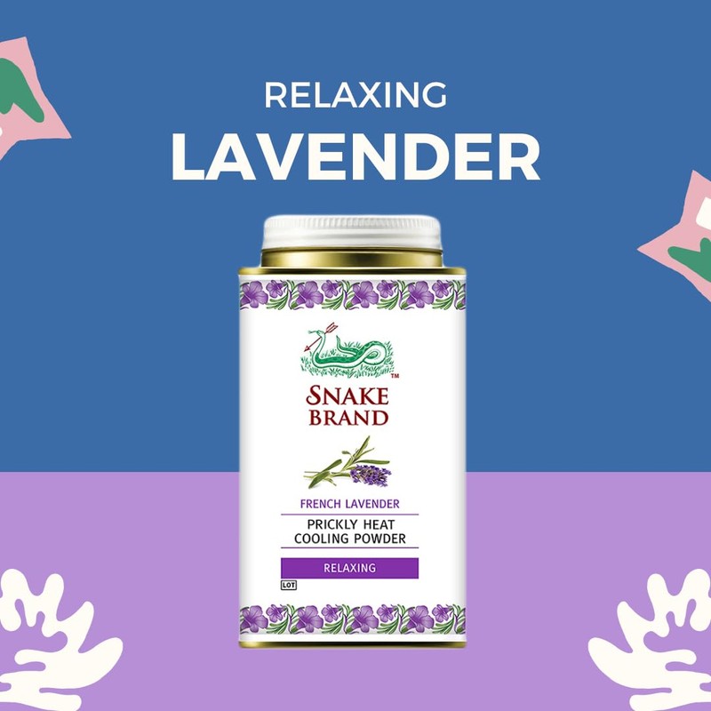 SNAKE BRAND Prickly Heat Cooling Powder Relaxing Lavender 140g (Pack