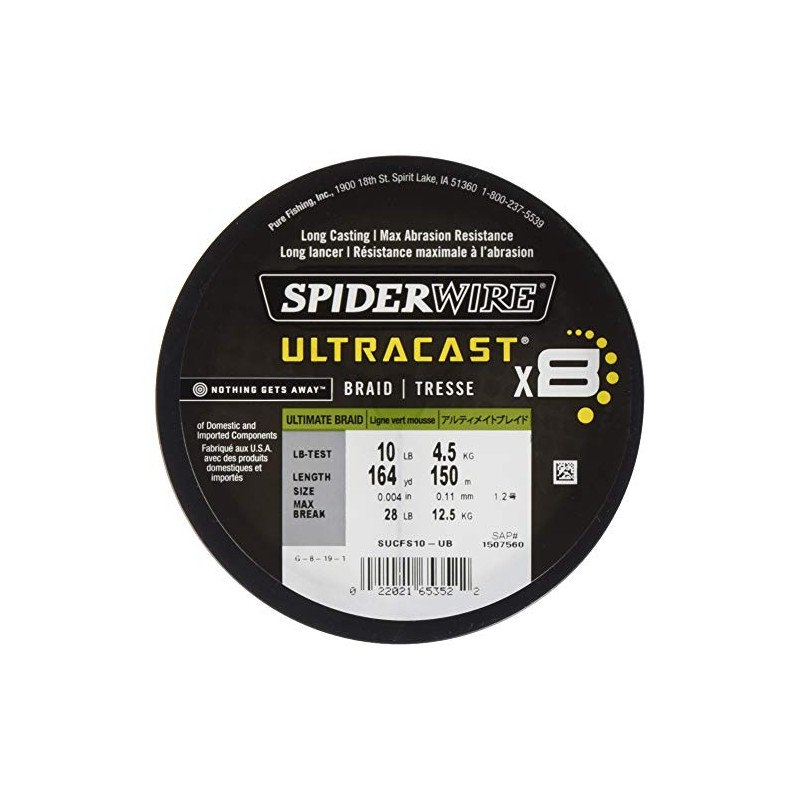 Spiderwire Unisex Adult Ultracast SUCFS15-UB, Ultimate Braid Moss Green, 6lb