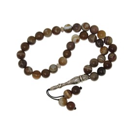W51 Loose String Greek Komboloi Prayer Beads Worry Beads 10mm Agate Gemstone and Sterling Silver Handmade Design by Jeannieparnell