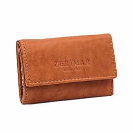 Zerimar Men's Elegant Natural Leather Wallet | Key Chain Purse | Classic Wallet for Men | Leather Key Ring | Cognac Colour | Measures 10 x 7 cm, cognac