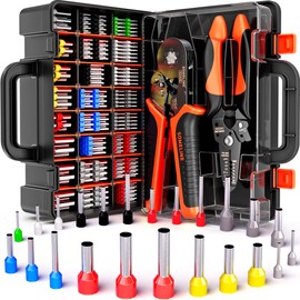 SOMELINE Ferrule Hexagonal Crimping Tool Kit, 23 Sizes Ferrules, 24-8 AWG Ferrule Crimper, with Ratchet Crimping Pliers and Wire Stripper, Hexagonal Crimp Pliers Ferrule Terminal Kit