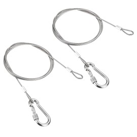 PATIKIL Safety Cable Lock Cable with Snap Hook 3.3ft 1mx2.5mm, 2 Pcs Stainless Steel Double Loops Security Hanging Wire