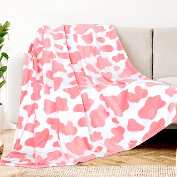 KIVEE Fleece Blanket Twin Bed Warm Blanket Pink Cozy Blanket