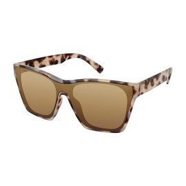 Vince Camuto Women's VC1089 Shield 100% UV Protective Square Sunglasses. Luxe Gifts for Her, 140 mm, Oatmeal Tortoise