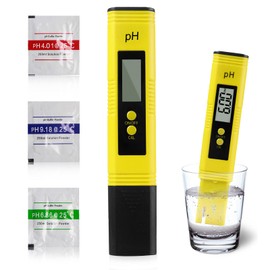 BakeWhiz Digital pH Meter, 0.00-14.00 High Precision pH Pen, Digital Water Quality Tester Auto Calibration and Clear Display for Kitchen for Household Drinking Water Pool Aquariums Laboratory (Yellow)