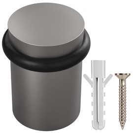 NYCO - Floor Door Stopper Chrome Door Stop - Classy Solid Steel Modern Heavy Duty Door Stoppers - Floor Mount Anchor Screw - Wall Protector for Commercial Door (1.5 Inch Satin Chrome Finish)