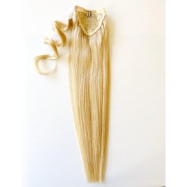 18"-20" Wrap-On Ponytail Clip in Remy Human Hair Extensions Light/Bleach Blonde (Color 613)