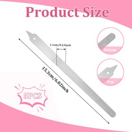 SNIRFAQM 5 Pcs Diamond Deb Nail Files with Sharp Pointed Tip Stainless Steel Thin Double Sided Fingernail Files for Natural Nails Professional Manicure Pedicure Toenails Tools Salon Home