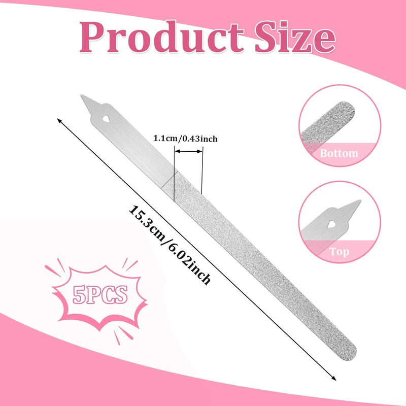 SNIRFAQM 5 Pcs Diamond Deb Nail Files with Sharp Pointed
