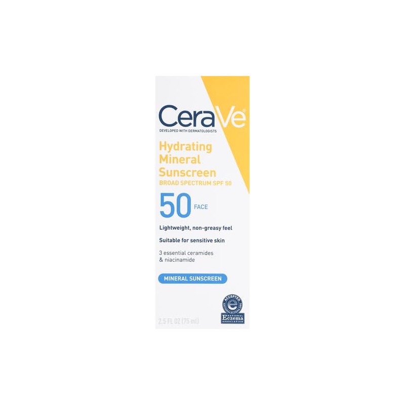 Cerave Sunscreen Face Spf Ounce Hydrating 100 Mineral Fragrance Free
