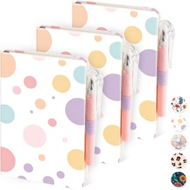 NIRMIRO Small Journal Pocket Notebook with Pen, 3 Pack Cute Mini Notebook for Girls/Kids/Women, (Color Bubbles) 3.7" x 5.7", 100GSM Lined Paper, Aesthetic Hardcover Leather Cover Note Pad