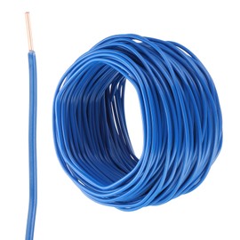 sourcing map 75 Feet Electrical Wire Insulated Solid Copper 14 AWG Hook Up Wire Cable THHN Wire Residential, Industrial, Grounding, Electrical Rated for 600 Volts,UL listed,Blue