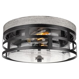 Rosient Flush Mount Ceiling Light Fixture, 12 Inch 2-Light Modern Farmhouse Rustic Close to Ceiling Light with Seeded Glass for Bedroom, Entryway, Kitchen, Hallway, ROS61A WD