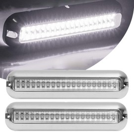 HUSUKU SOOP3 PRO 6.7" 2000LM 60LED Waterproof 316 Stainless Steel Trim Ring Boat High-Intensity LED Underwater Light Clear Lens Pontoon Marine/Boat Transom (White)