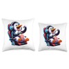 Gamer Penguin Popcorn Gaming Chair Headphones Games Player Throw Pillow