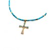 Boho Handmade Boho Blue Turquoise Cross Necklace Choose Gold Plate